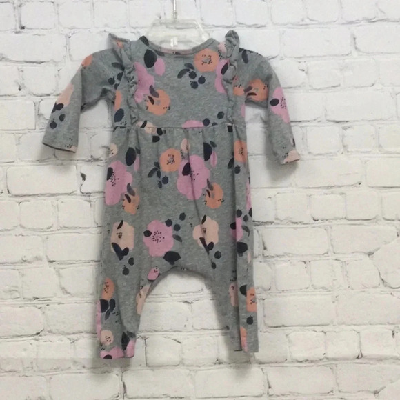 Tea Collection Snap Button Floral Romper size 3-6M - Picture 5 of 6